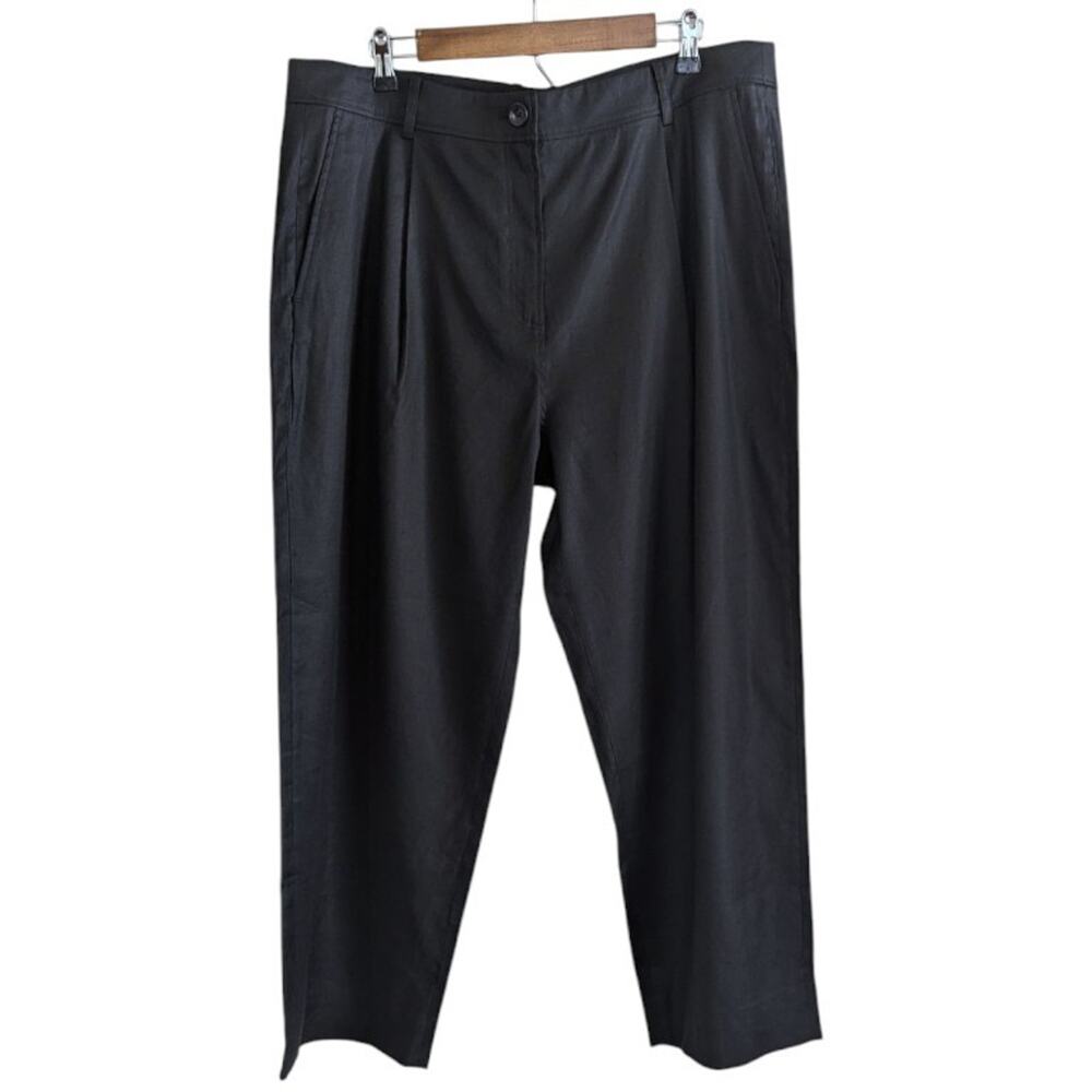 NWT The Reset R Label Slouchy Crop Trouser Linen Black Pants, Women's Size XL